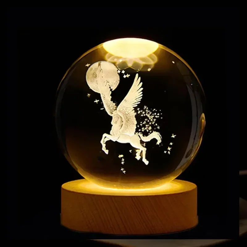 3D Crystal Galaxy Night Light